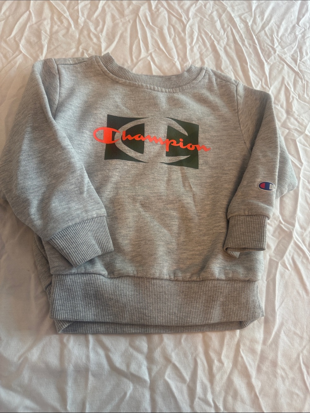 Champion 24 months Kids Grey Sweatshirt with Orange Logo